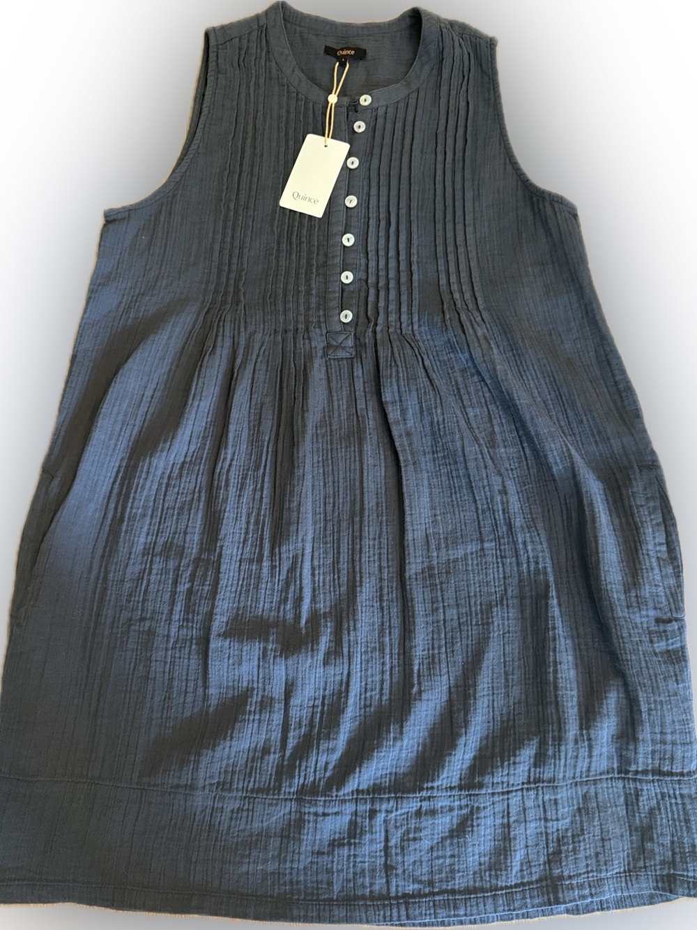 Quince 100% Organic Cotton Gauze Sleeveless Swing Dress - Picture 5 of 5